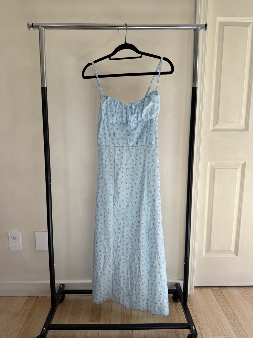 SHEIN Light Blue Floral Midi Slip Dress